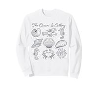 Arte Lineal Vintage de The Ocean Is Calling Marine Life Sudadera