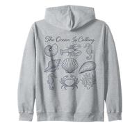 Arte Lineal Vintage de The Ocean Is Calling Marine Life Sudadera con Capucha