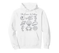 Arte Lineal Vintage de The Ocean Is Calling Marine Life Sudadera con Capucha