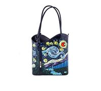 Arte Lisanti Bolso de piel pintado a mano - LA NOCHE ESTRELLADA CUADRO FAMOSO - bolso de hombro, mochila, mochila mujer, idea regalo, artesanía italiana, Made in Italy, piel auténtica, pintado a mano
