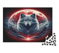 Arte Lobo Luna Roja 1000 Piezas Regalo Divertido Lobo y Luna Rojo Sangre para Adultos y Niños Actividad para Regalo Hogar 70x50cm/1000pzs