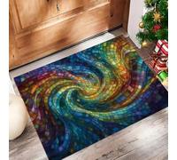 Arte Lujo Felpudo Antideslizante - 40 x 60 cmLíneas Vórtice Espiral Trampa de Tierra Felpudo Exterior e Interior para Entrada Limpia - Fácil de Cuidar - Azul