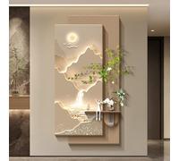 Arte luminoso de pared en 3D, «paisaje con grullas» pensado para la entrada | Una escena 3D inspirada en «paisaje con grullas» une volumen y luz LED, formando un punto focal oriental para el salón.