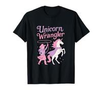 Arte mágico de fantasía Occidental con Unicorn Wrangler Cowgirl Camiseta