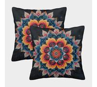Arte Mandala Floral - Geometría Sagrada Colorida Fundas Cojines Para Sofá 2 Piezas Disponible todas las estaciones Funda De Almohada Decorativo Para Sala Funda Cojin De Estar Sofás Jardín 40x40cm
