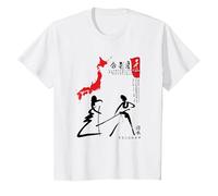 Arte Marcial - Aikido Kumi Jo Waza (con Mapa de Japón) Camiseta, Niños, Blanco, 6 años