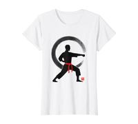 Arte Marcial Zen: Minimalista Karate Meditación Camiseta gráfica económica, Mujer, Blanco, S