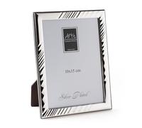ARTÉ Marco de fotos de 10 x 15 cm, fabricado en Italia, elegante chapado en plata, banda de 1,5 cm, plateado antioxidante, precioso marco de plata chapada en plata con parte trasera de madera caoba