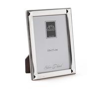 ARTÉ Marco de fotos de 10 x 15 cm, fabricado en Italia, elegante chapado en plata, banda de 1,5 cm, plateado antioxidante, precioso marco de plata chapada en plata con parte trasera de madera caoba