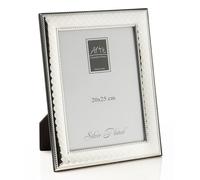 ARTÉ Marco de fotos de 20 x 25 cm, fabricado en Italia, elegante chapado en plata, chapado en plata antioxidante, precioso marco de plata chapada con parte trasera de madera caoba 100Z/20 x 25