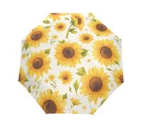 Arte Margarita Girasoles Florecer Paraguas Plegable Automático Paraguas de Viaje Mujer Niño Niña Protección UV Resistencia Viento Impermeable