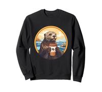 Arte matutino de Otter Coffee Lover Cozy River Wildlife Sudadera