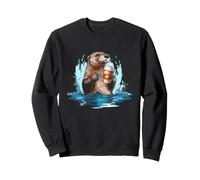 Arte matutino de Otter Coffee Lover Cozy River Wildlife Sudadera