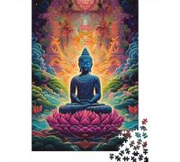 Arte meditación Buda 1000 Piezas Papel Buda Azul en Loto Rompecabezas para Adolescentes Diseño Preciso Antiestrés Actividad Sin Pantalla Entrenamiento 38x26cm/1000pcs