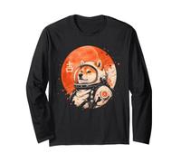 Arte Minimalista japonés 70s Retro Space Shiba Inu Dog Manga Larga