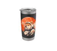 Arte minimalista japonés 70s Retro Space Shiba Inu Dog Vaso térmico de acero inoxidable de doble pared