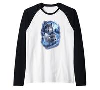 Arte místico de la Luna de la Manada de Lobos Camiseta Manga Raglan