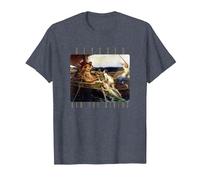 Arte mitología Griega Ulises Sirenas Odisea Homero Barco Camiseta, Hombre, Azul Jaspeado, 5XL