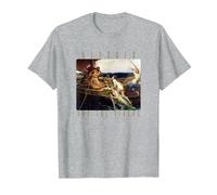 Arte mitología Griega Ulises Sirenas Odisea Homero Barco Camiseta, Hombre, Gris Jaspeado, XL