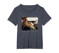 Arte mitología Griega Ulises Sirenas Odisea Homero Barco Camiseta, Mujer Tallas Grandes, Azul Jaspeado, 1XL Grande