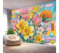 Arte Moderno Delicado Flores Papel Pintado Panorámico 250 x 175 cm, Vistoso 3D Papel Pintado No Tejido Grandes Murales para Salón Sala de Estar Estudio Dormitorio y Cocina Decoración