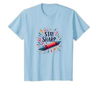 Arte Motivacional Inspirado en crayones Stay Sharp para creativos Camiseta, Niños, Azul Bebé, 8 años