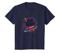 Arte Motivacional Inspirado en crayones Stay Sharp para creativos Camiseta, Niños, Azul Marino, 10 años