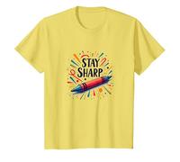 Arte Motivacional Inspirado en crayones Stay Sharp para creativos Camiseta, Niños, Limón, 10 años