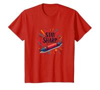 Arte Motivacional Inspirado en crayones Stay Sharp para creativos Camiseta, Niños, Rojo, 2 años