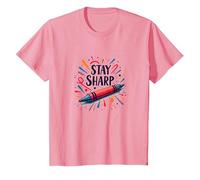 Arte Motivacional Inspirado en crayones Stay Sharp para creativos Camiseta, Niños, Rosado, 12 años