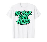 Arte Motivacional Sé tu Propio héroe Graffiti tipografía Camiseta gráfica económica, Hombre, Blanco, XL