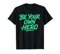 Arte Motivacional Sé tu Propio héroe Graffiti tipografía Camiseta gráfica económica, Hombre, Negro, L