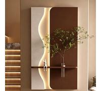 Arte mural 3D con iluminación LED, escultura de arenisca con jarrón de cristal y planta artificial, decoración moderna para recibidor, sala de estar, pasillo u oficina. (E, 70 * 125 CM / 27,6 * 49,2
