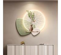 Arte mural 3D de arenisca con luz LED, escultura de pared moderna en relieve por capas, gran cuadro decorativo texturizado para colgar en sala de estar, dormitorio y recibidor(Green,80*70cm)