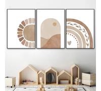Arte Mural,Abstracto Arco Iris Cartel Guardería Sol Montaña Lienzo Pintura Luna Dibujos Animados Corazón Impresión Pared Arte Imágenes Bebé Niños Decoración Habitación-30*50cm*3pcs (sin marco)