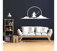 Arte Mural Abstracto de Metal con samuráis, Arte Mural de Metal japonés, decoración de Pared de Luna de Metal, decoración de Pared de Atardecer, decoración de Pared Japonesa,