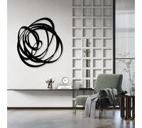 Arte Mural Abstracto de Metal Negro, decoración Mural Moderna y única de Metal, Escultura Abstracta Decorativa Moderna para Sala de Estar, Dormitorio, Pasillo y escaleras (Negro, 48 cm de la