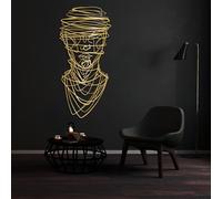 Arte Mural Abstracto de Rostro Femenino en Metal Negro, Retrato Minimalista de línea metálica para decoración de Pared, Escultura Moderna de Rostro Femenino para Sala de Estar, Pasillo y esc
