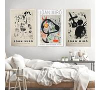 Arte mural abstracto moderno de Joan Miró, pinturas en lienzo vintage en alta definición, pósteres e impresiones para decoración del hogar, dormitorio y sala de estar (30 x 50 cm, 3 unidades)