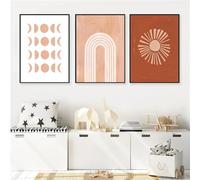 Arte Mural,Abstracto Sol Luna Bebé Guardería Arte de Pared Lienzo Carteles Impresiones Dibujos Animados Arco Iris Pintura Niños Imagen Bebé Decoración Dormitorio-30*50cm*3pcs (impresión sin marco)