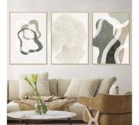 Arte Mural,Arte de Pared Bohemio Con Hojas de Ginkgo Pastel Verde Gris Marrón y Beige Lienzo Abstracto Pósteres e Impresiones Imagen Sala de Estar Decoración Hogar-50*70Cm*3Pcs (Impresión Sin Marco)