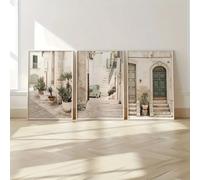 Arte mural con paisaje natural de una ciudad turística italiana moderna, impresión de paisaje mediterráneo, póster fotográfico de arte europeo (40 x 60 cm, 3 piezas sin marco)