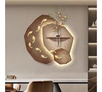 Arte mural de arenisca, esculturas 3D colgantes, pintura decorativa para entrada con planta de simulación, pintura decorativa LED en relieve para entrada(D,80 * 80CM)