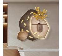 Arte mural de arenisca, esculturas 3D colgantes, pintura decorativa para entrada con planta de simulación, pintura decorativa LED en relieve para entrada(B,50 * 50CM)