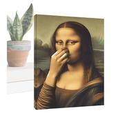 Arte mural de baño - 30 X 40 Cm, pintura emblemática de Mona Lisa, decoración divertida e hilarante, impermeable, para habitación de hotel, sala de estar | dormitorio dormitorio entrada pasillo