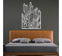 Arte Mural de Cactus Negro de Metal, decoración de Pared de Metal Estilo suroeste del Desierto, Escultura Moderna de Cactus para Sala de Estar, Dormitorio, Pasillo y escaleras (Blanco, 48" d