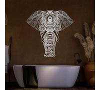 Arte Mural de Elefante Negro de Metal, decoración Mural de Animales Salvajes de Metal, Escultura Moderna de Elefante para Sala de Estar, Dormitorio, Pasillo y escaleras (Plateado, 48 cm de l