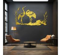 Arte Mural de grullas Doradas de Metal, decoración Mural de Arte de Naturaleza y Fauna Japonesa de Metal, Escultura Moderna de grullas para Sala de Estar, Dormitorio, Pasillo y decoración de