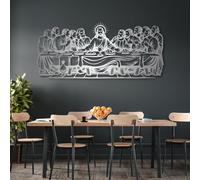 Arte Mural de la Última Cena de Jesús en Metal Negro, decoración Mural Religiosa Cristiana de Metal, decoración de Arte para Comedor e Iglesia para Sala de Estar, Dormitorio, Pasillo y escal