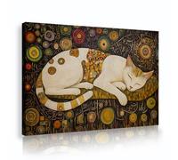 Arte mural de lienzo blanco para gatos pintura enmarcada de animales de mascota adorable foto póster abstracto ilustraciones modernas de habitaciones para decor de habitaciones de invitados 75x115cm